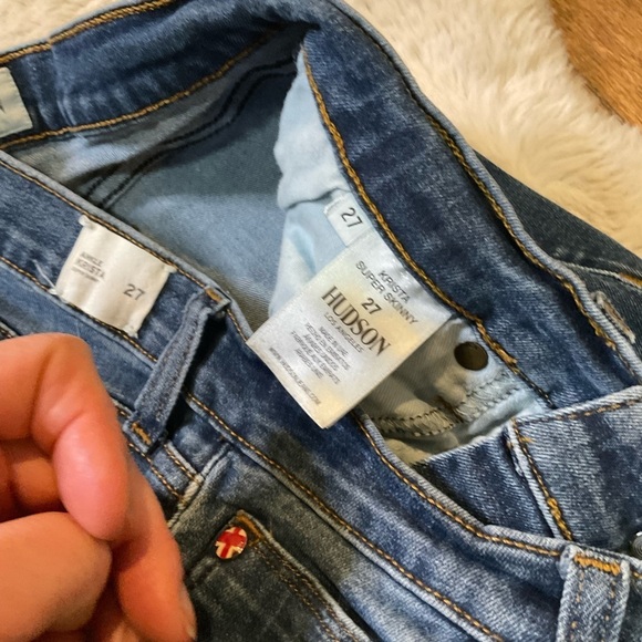 Hudson Krista Super Skinny Ankle Jeans Women size 27 Blue Raw Hem - Picture 3 of 10